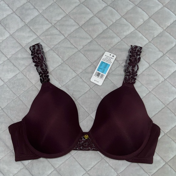 Natori NWT 32C Elegant Lace Trimmed Bra in Deep Purple - Picture 1 of 5